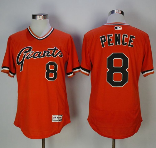 Giants #8 Hunter Pence Orange Flexbase Authentic Collection Cooperstown Stitched MLB Jersey - Click Image to Close